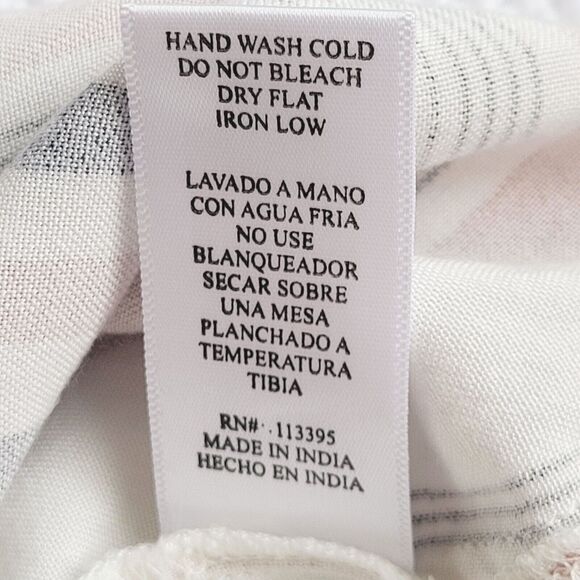 EN CREME Relaxed Cropped Striped Jumpsuit Size M Culotte Spaghetti Strap V Neck - Picture 11 of 11